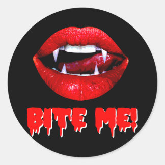 Bite Me Vampire Halloween Classic Round Sticker