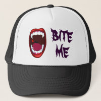 Bite Me Vampire Teeth Demon Fangs Campy Horror Art