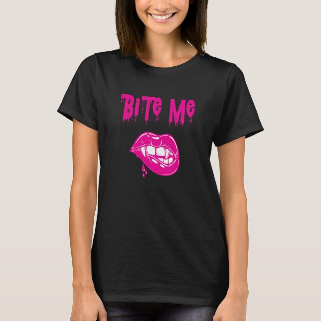 Bite Me Vampire Teeth Halloween Costume T-Shirt (Front)