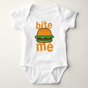 bite me ! with cute Hamburger Baby Bodysuit