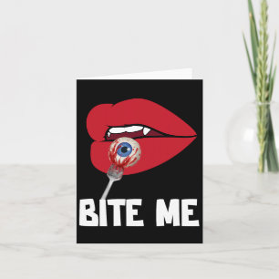 Bite Me Y Vampire Lips Halloween Party Costume  Card
