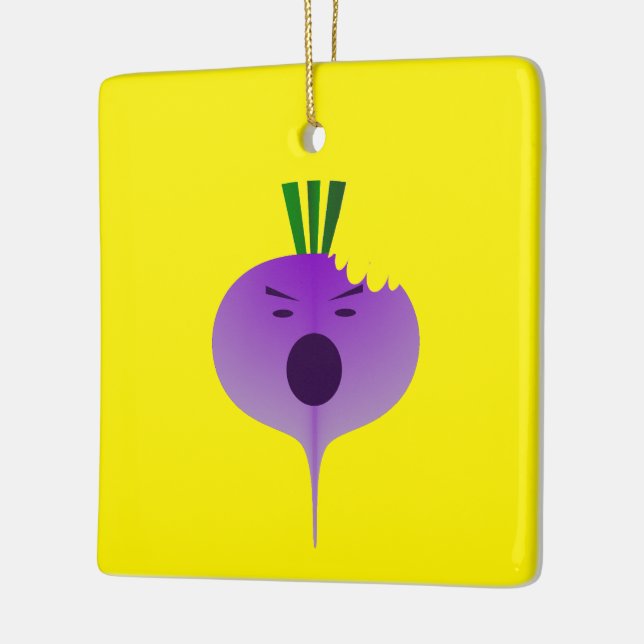 Bite The Angry Turnip by Kenneth Yoncich Ceramic Ornament (Left)