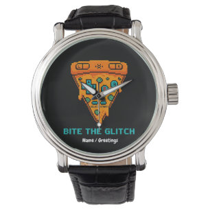  Bite the Glitch Retro 8-Bit Pixel Pizza Gamer  Watch