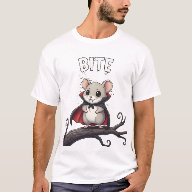 Bite – Vampire Mouse TinyFur Halloween Tee (Front)