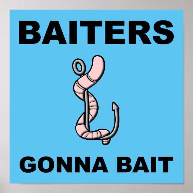 Biters va appâter Funny Pêche Poster (Devant)