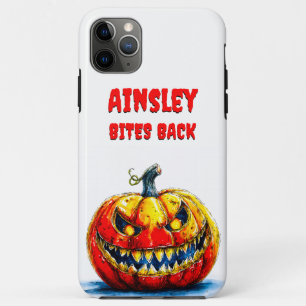 Bites Back Pumpkin Funny Halloween Design iPhone 11 Pro Max Case