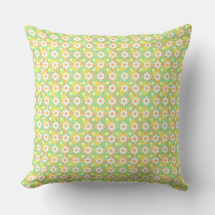 Bitesize Flowers Pearls Doughnuts Check Green Brow Throw Pillow