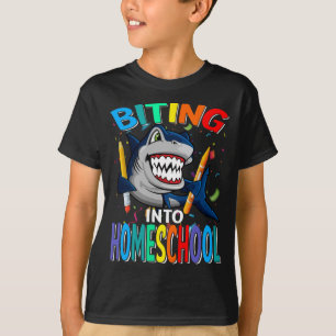 Biting Into Homeschool Shark Back To School  T-Shirt