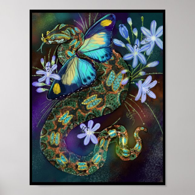 Bitis Nasicornis Butterfly Viper Poster (Front)
