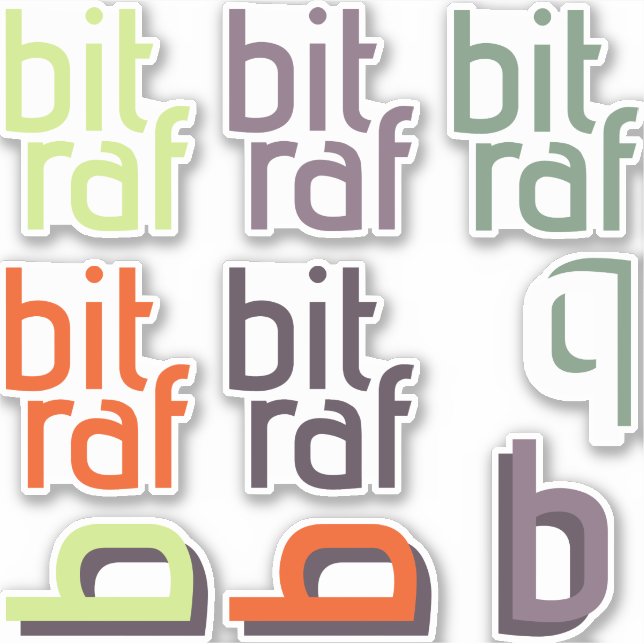 Bitraf – klistremerke ark små logoer og b-er (Front)