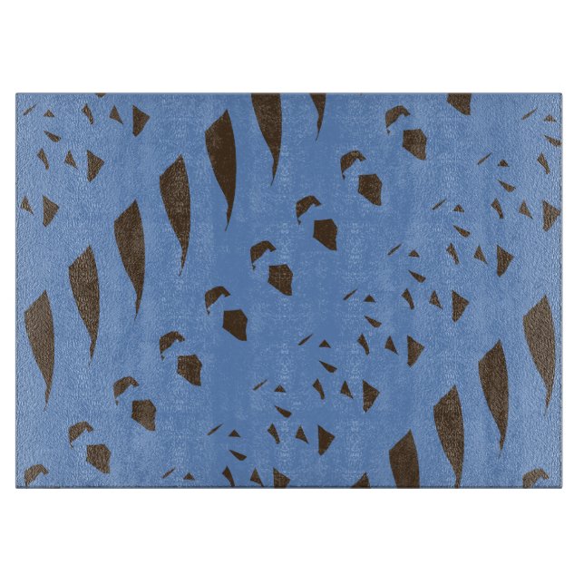 Bits and Pieces Pattern Brown Blue Cutting Board (Front)
