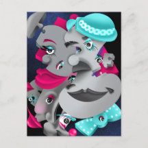 Bits and Pieces – Surreal Puzzle Faces Postcard