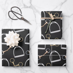 Bits and Stirrups Equestrian Wrapping Paper Sheet