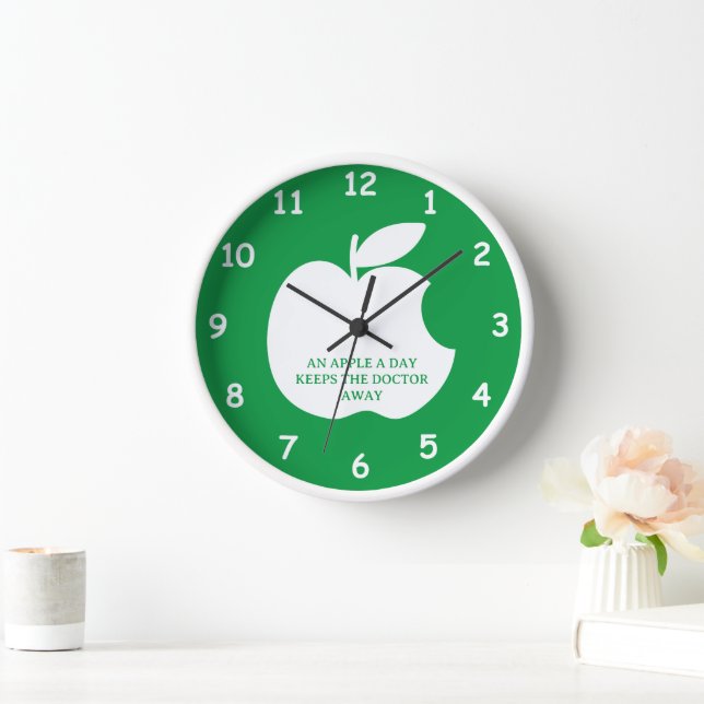Bitten apple silhouette custom round wall clock (Home)
