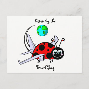 Bitten By The Travel Bug - Ladybug Airplane Postcard