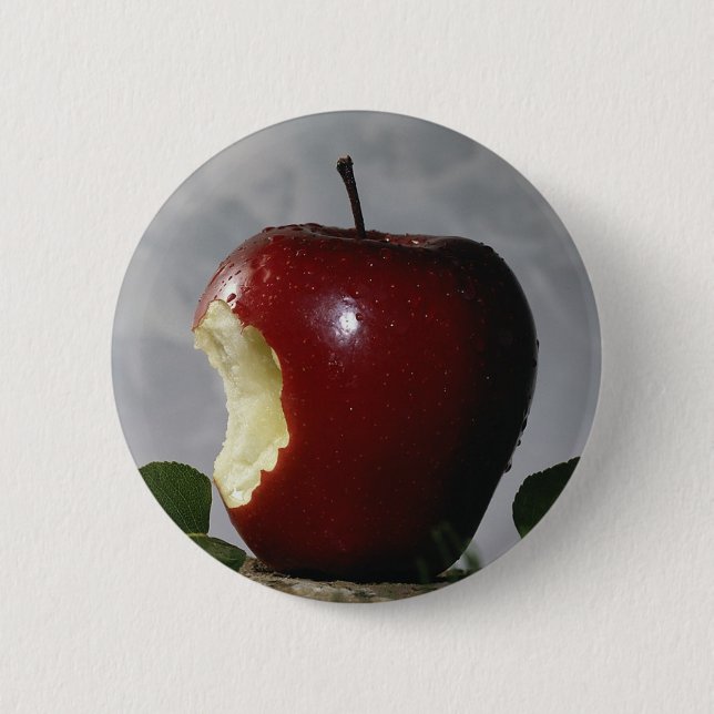 Bitten Red Apple 2 Inch Round Button (Front)