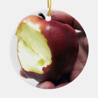 Bitten Red Apple Ceramic Ornament