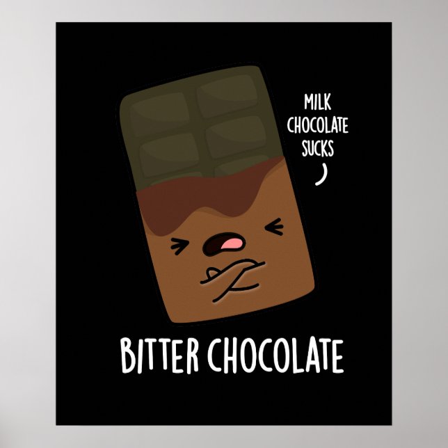Bitter Chocolate Funny Candy Pun Dark BG Poster (Front)