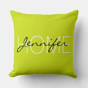 Bitter lemon colour home monogram throw pillow