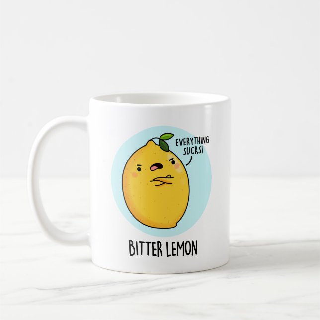 Bitter Lemon Funny Fruit Pun  Coffee Mug (Left)