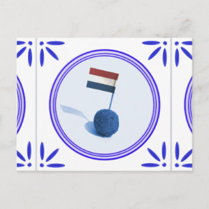 Bitterbal Dutch Snack Traditional Delft Blue Tile Postcard