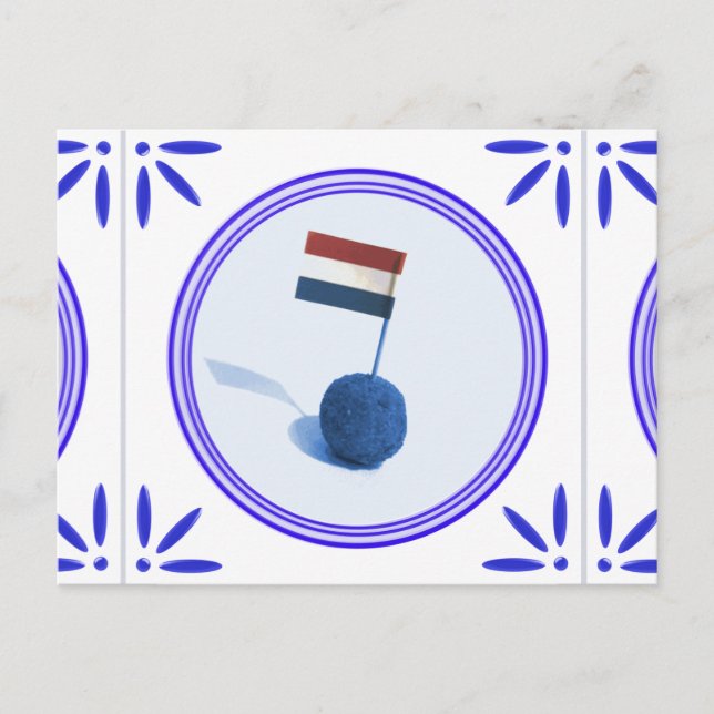 Bitterbal Dutch Snack Traditional Delft Blue Tile Postcard (Front)