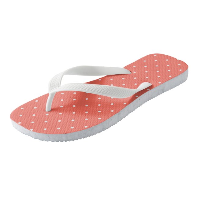 Bittersweet and white dots flip flops (Angled)