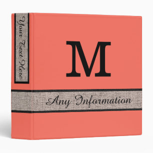 Bittersweet Colour Burlap Look Monogram Binder