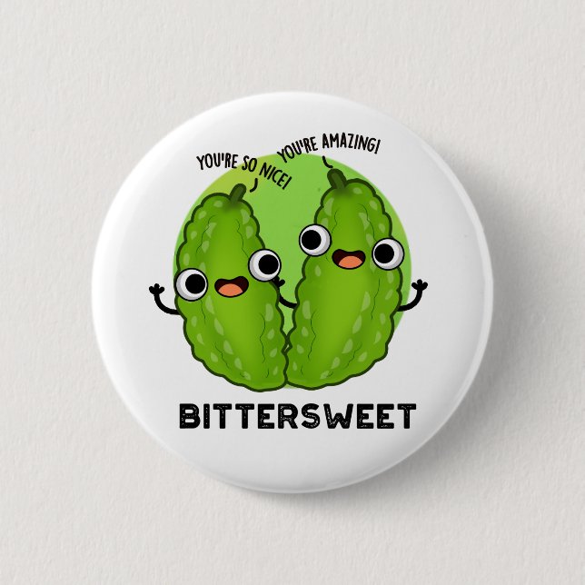 Bittersweet Cute Bitter Gourd Pun 2 Inch Round Button (Front)