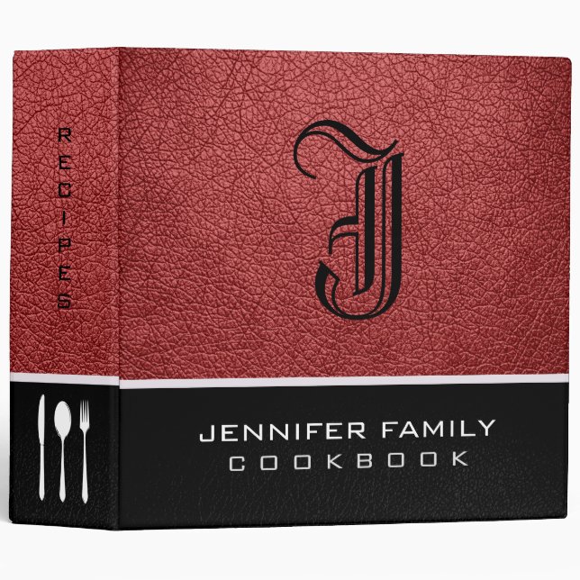 Bittersweet Leather Family Recipes Monogram #2 Binder (Front/Spine)