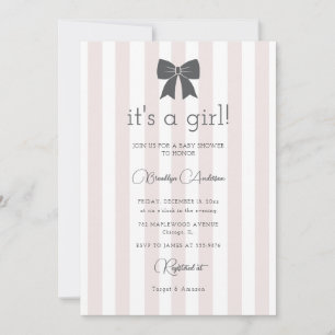 Bitty Bow It's a Girl Baby Shower Invitation