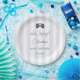 Bitty Bow Oh Boy Baby Shower Paper Plate