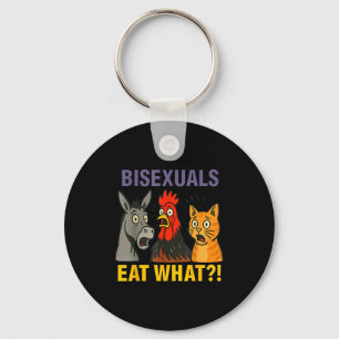 Biuals Eat What Surprised Chicken Cat Lgbt Pride  Keychain