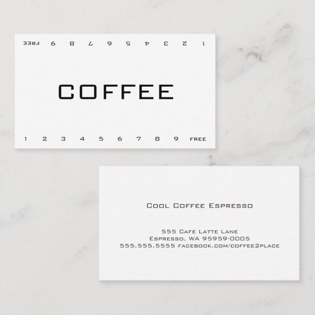Biz Double Number Loyalty Coffee Punch-Card (Front/Back)