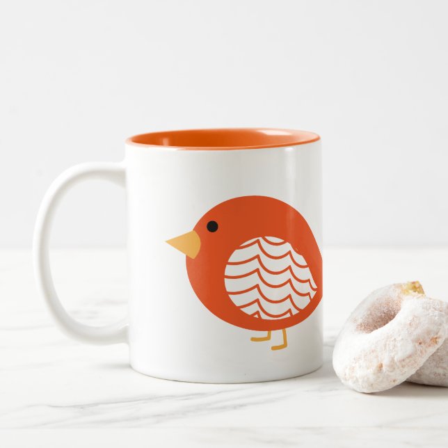 Bizarre à l'orange mignon, tasse à café à deux ton (Avec donut)