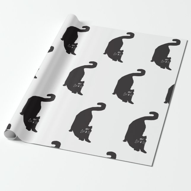Bizarre Black Cat Wrapping Paper (Unrolled)