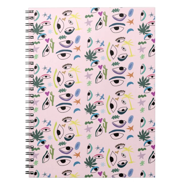 Bizarre eyes stars art pattern  notebook (Front)