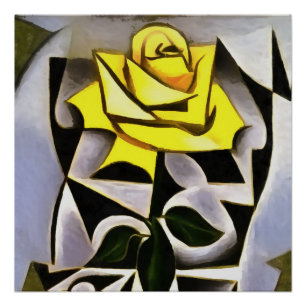 Bizarre Geometric Yellow Rose Art Poster