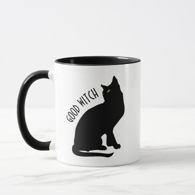 Bizarre Halloween Bonne sorcière Chat Noir Mug (Gauche)