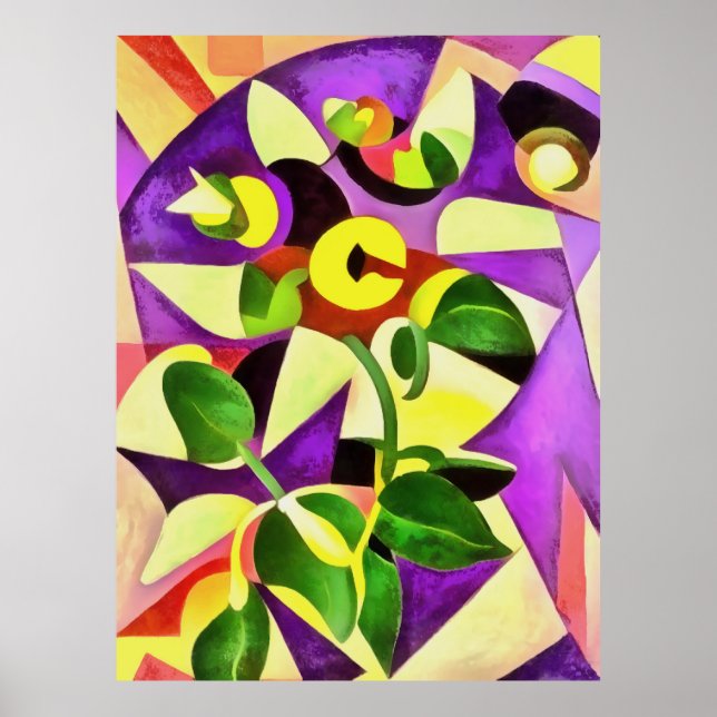 Bizarre Passiflora Flower Geometric Art Abstract Poster (Front)