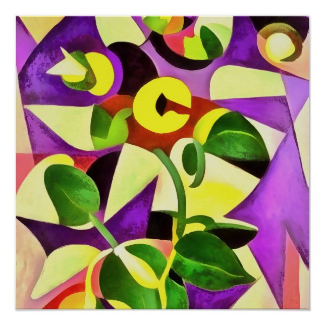 Bizarre Passiflora Flower Geometric Art Abstract Poster (Front)