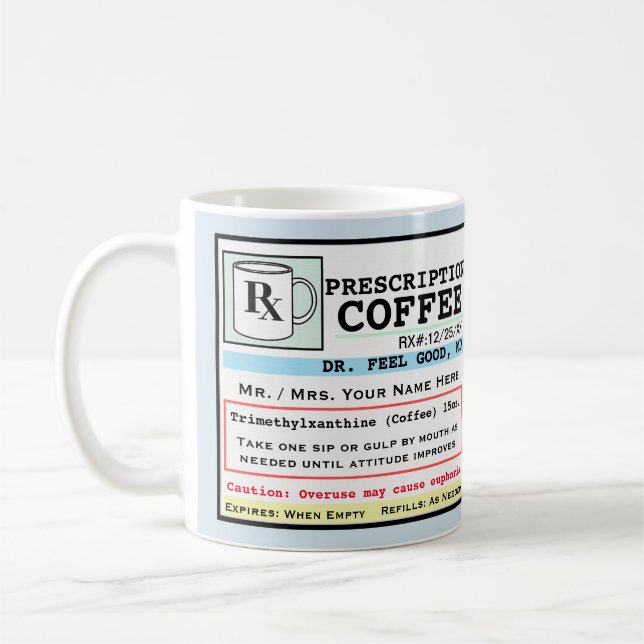 Bizarre Prescription RX Café Personnalisable Mug (Gauche)
