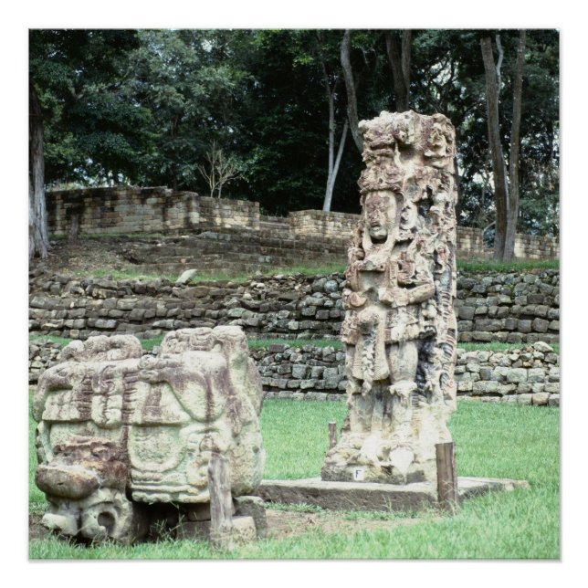 Bizarre Vivid Mayan Ruins Ancient Statues Honduras Poster (Front)