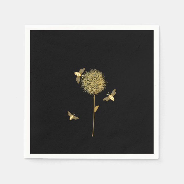 Bizzy Bees on a Dandelion Paper Napkins (Front)