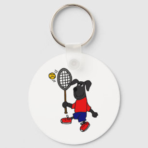 BJ- Funny Puppy Dog Playing Tennis Keychain