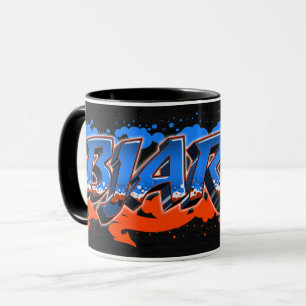 Bjarne Vorname Name Graffiti blue orange Tasse Mug