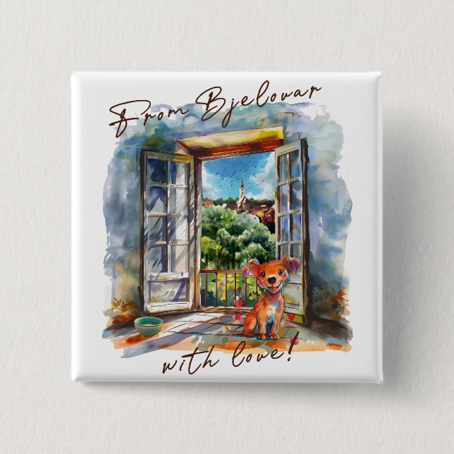 Bjelovar 2 Inch Square Button (Front)