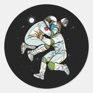 BJJ Astronaut Flying Jiu-Jitsu Martial Art Classic Round Sticker