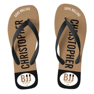 BJJ Brown Belt Rolling Add Your Name Jiu Jitsu Flip Flops
