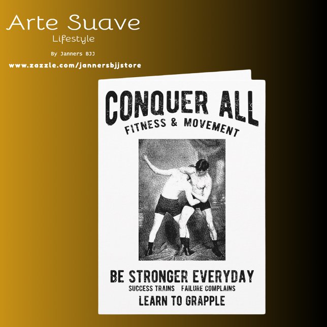 BJJ Conquer All  Add Your Text Inside Birthday Card (BJJ greeting card)